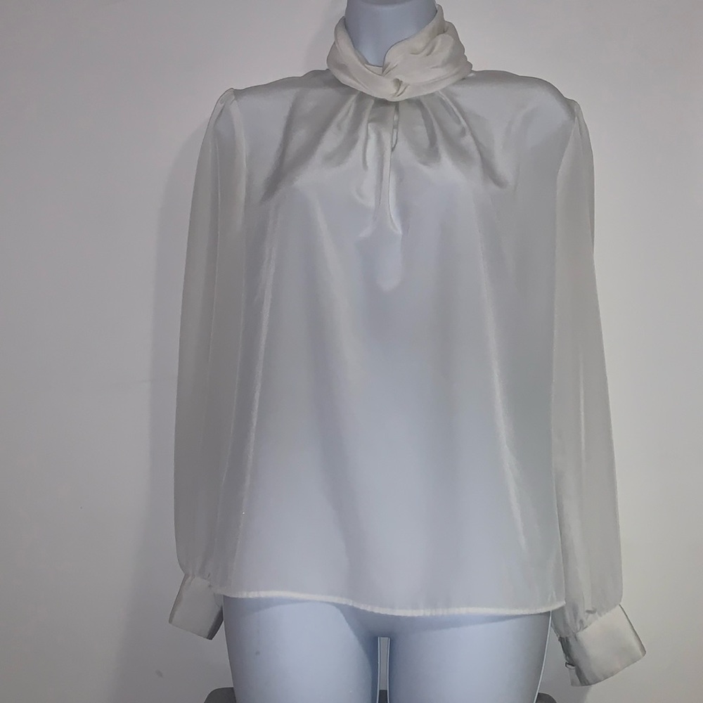 Vintage White Mock Neck Long Sleeve